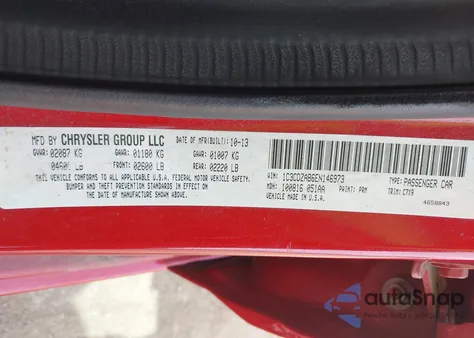 2014 Dodge Avenger Se из США, поврежденный, VIN 1C3CDZAB6EN146973